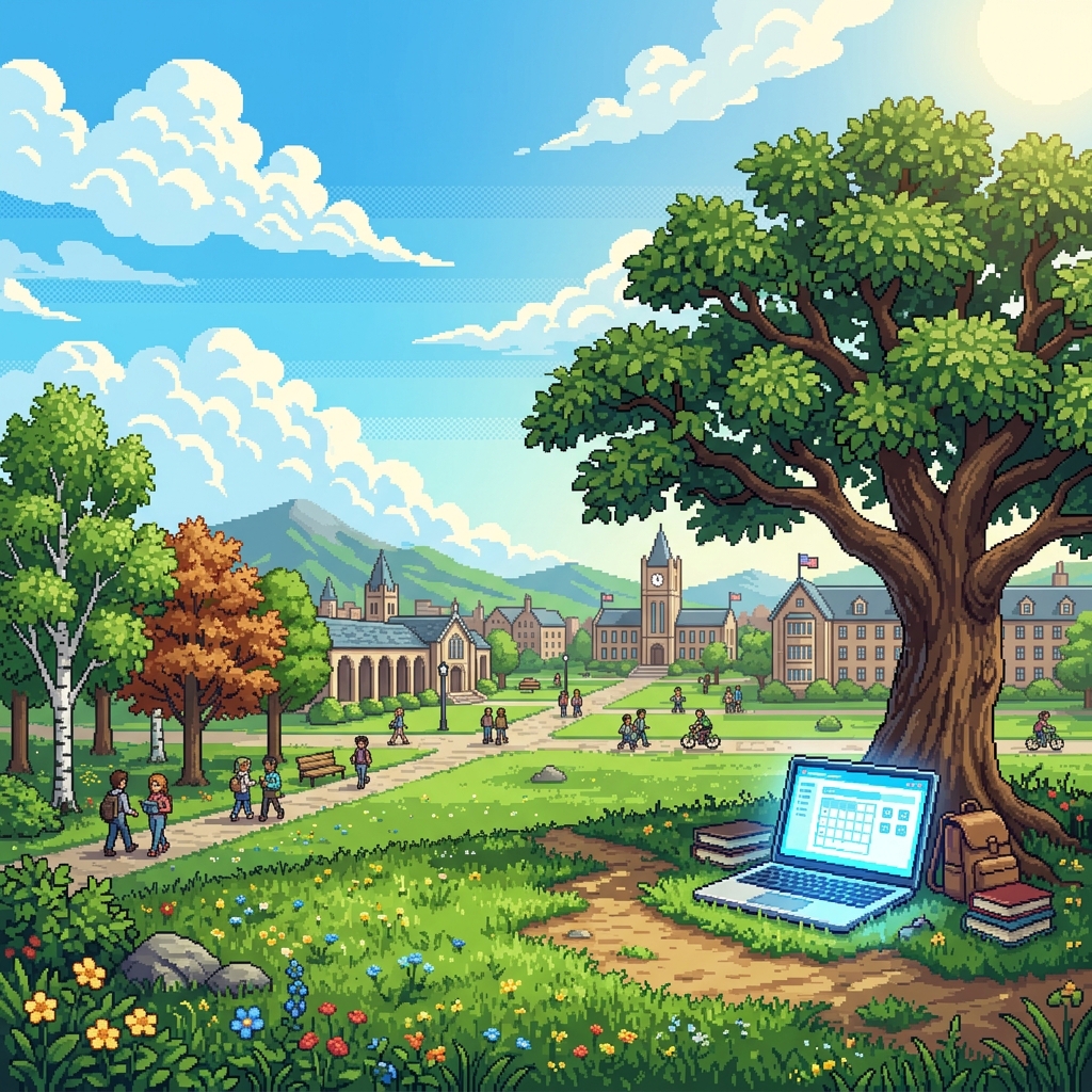 Campus pixel art landscape
